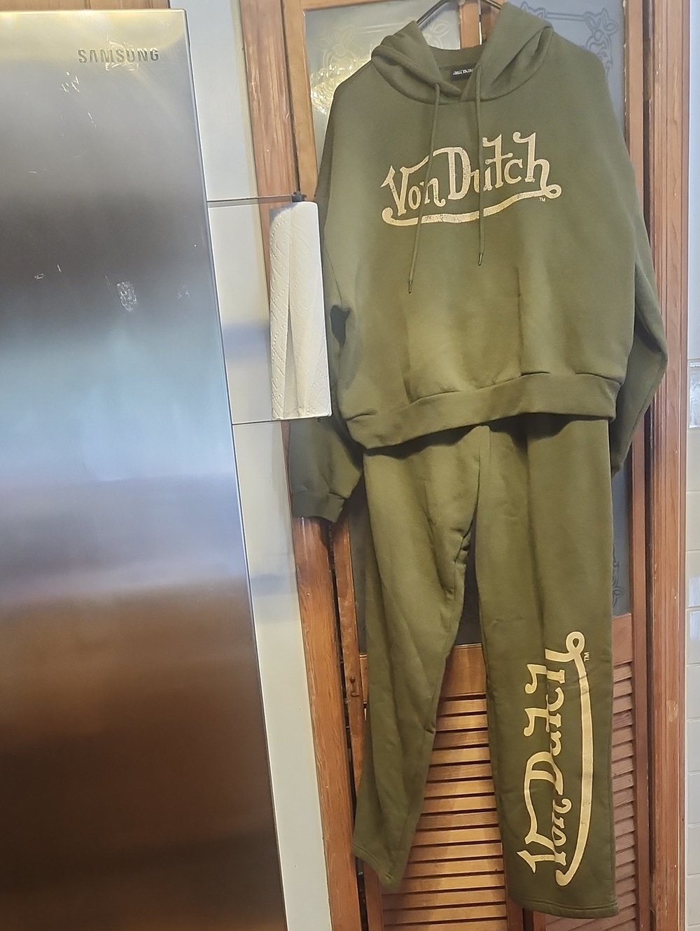 Von Dutch Olive Green Track Pants & Hoodie Set